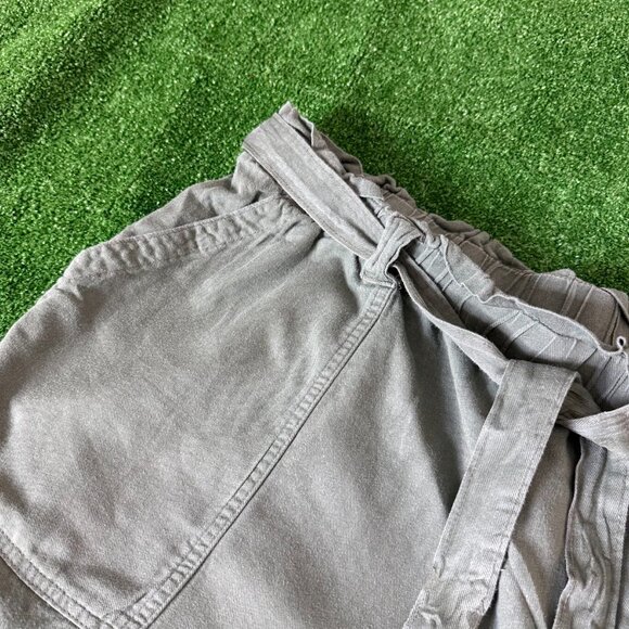 Terra & Sky Elastic Waist Loose Fit Paper Bag Green Belted Shorts Plus Size 2X - Picture 8 of 14